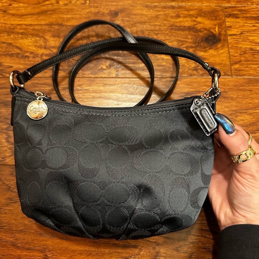Coach Gunmetal Grey Signature Shoulder Bag, EUC